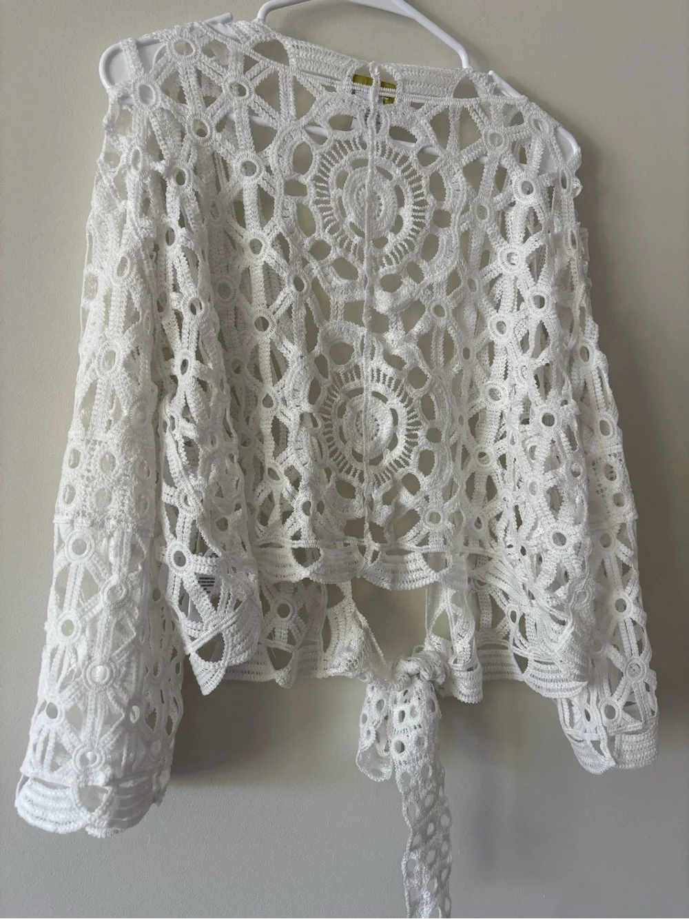 House of Harlow 1960 White Crochet Beach Cover Up Boho Cottagecore Coastal